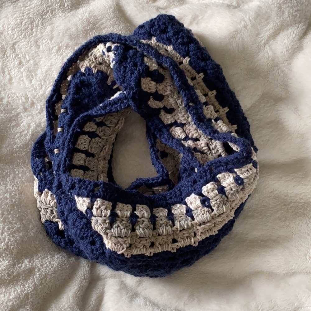 Handmade Crochet Infinity Granny Scarf